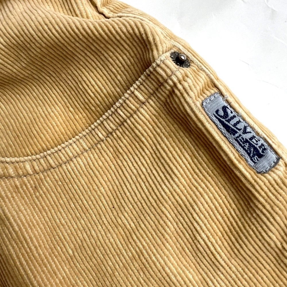 Vintage Silver Jeans Pants Size 29 Gold Yellow Corduroy Staight Leg Mid Rise - Picture 6 of 11